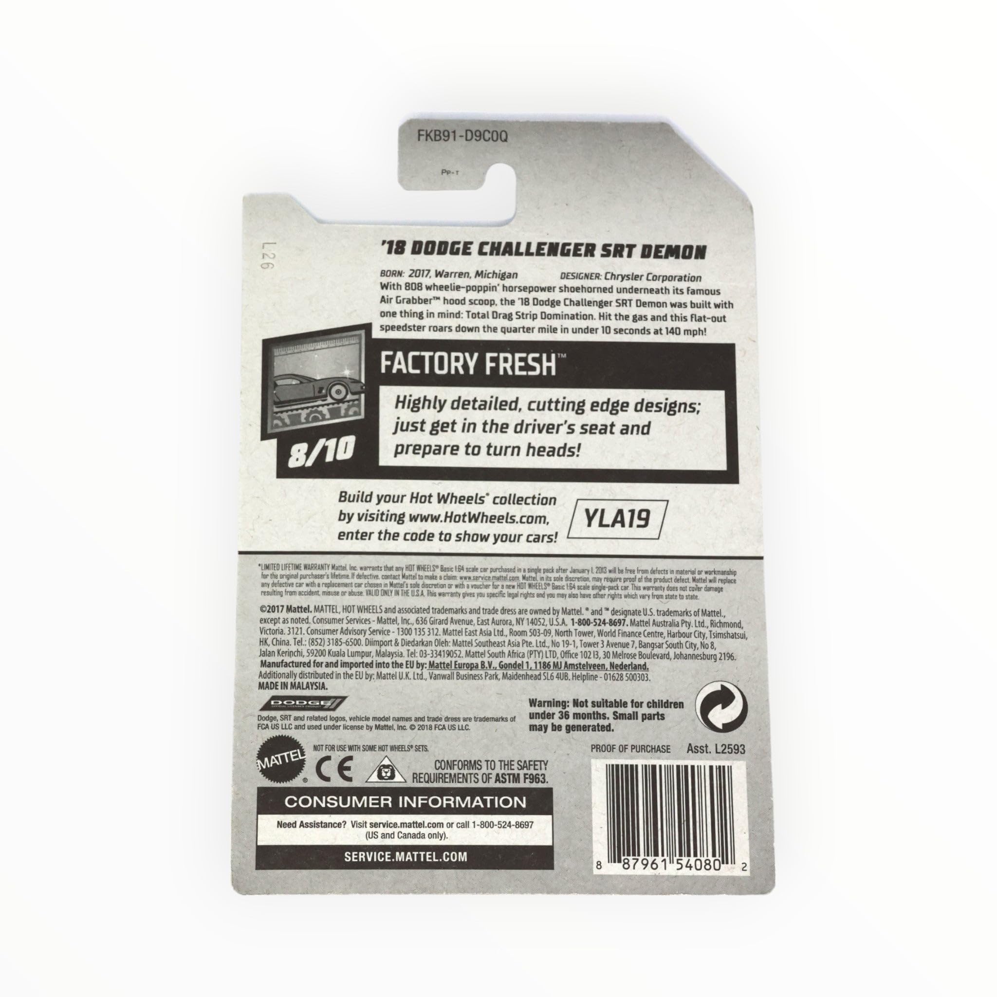 Hot Wheels 2018 Walmart Exclusive Factory Fresh 8/10 - Dodge